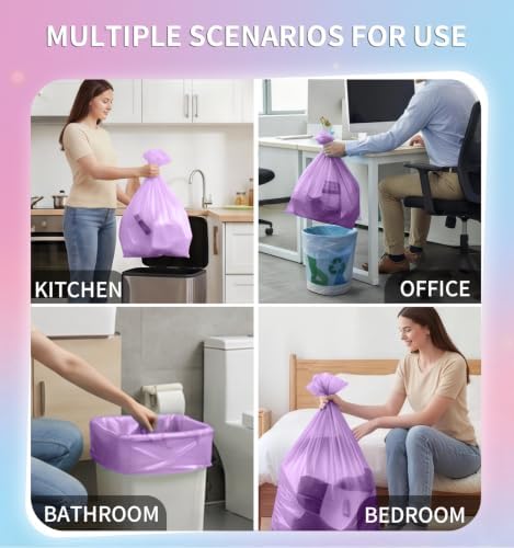 Medium 6 Gallon Trash Bags Unscented, 0.94 Mil, Purple, 150 Count - Image 5