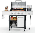 HUGROVE 4-Burner 50000 BTU Propane Gas Grill with Side Burner (Silver) by HUGROVE