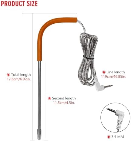 2 PCS Meat Probe for Traeger Pellet Grill with Grommets & Clips, 3.5mm Plug - Image 2