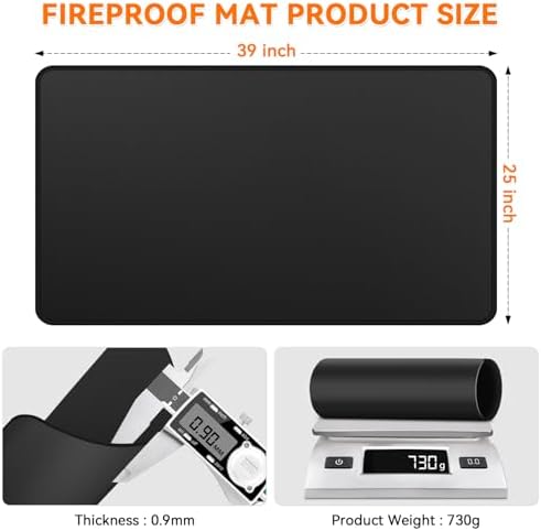 Fireplace Mat Fireproof, 39 x 25 Inch Hearth Rugs for Fireplaces Fire Resistant, Indoor Fire Pit Wood Stove Pads, Outdoor Under Grill Mats, Protect Floors and Decks from Sparks Embers - Image 3