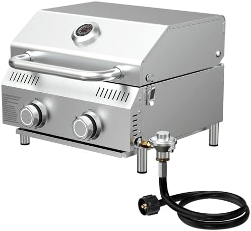Bestfire Dual Connection Tabletop Propane Gas Grill, 2 Burners, 20,000 BTU by GrillsOutdoorCooking
