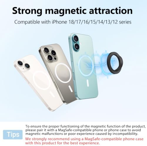 Magnetic Silicone Ring Grip Phone Holder, Rotating Finger Loop Ring Grip Holder, Soft and Portable, Strong Magnetic Attraction, Compatible with Magsafe Phone Case (Sparkle Purple) - Image 4