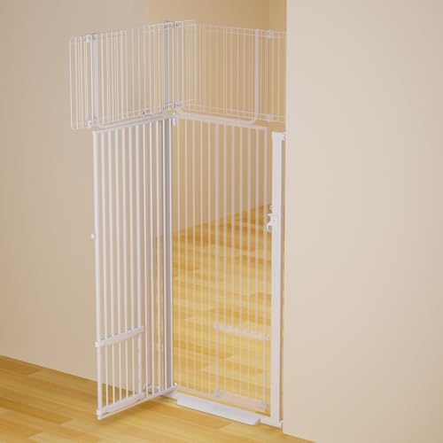 16.9" Cat Gate Height Extension, Adjustable Width 27-50.4", Top Extension Piece for Extra Tall Pet Gates, Prevents Pets Jumping Over, Dog Gate Accessory, White - Image 4