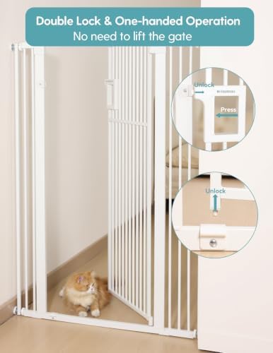 No Pawblems 55" Extra Tall Pet Gate, 29"-43" Wide Dog Gate Indoor, White - Image 4