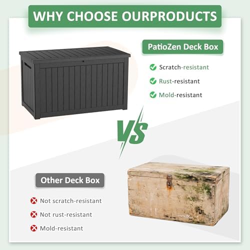 PatioZen 310 Gallon Deck Box Lockable Waterproof UV Resistant Black - Image 4