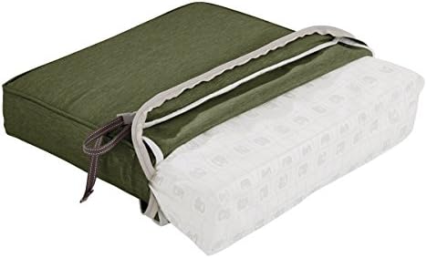 Classic Accessories Montlake Water-Resistant 19 x 19 x 3 Inch Square Outdoor Seat Cushion, Patio Furniture Chair Cushion, Heather Fern Green, Outdoor Cushion Cover - Image 4