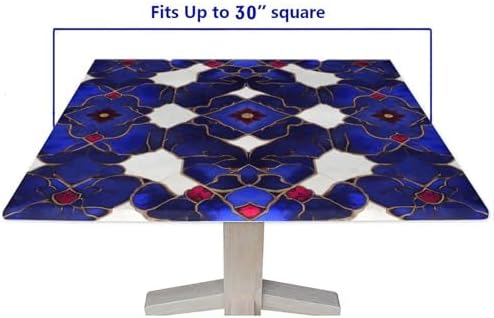 Fit Tablecoth, Moroccan Trellis Pattern Printed on Oilproof Card Table Covers Fitted Square, Ideal for Buffet Catering Community, Fit for 30" x 30" Square Tables - Image 5