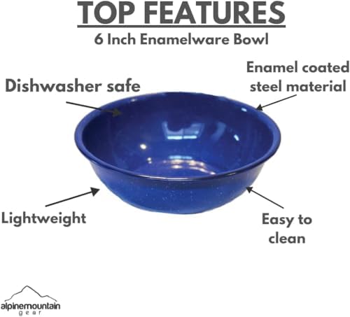 Enamelware for Camping and Backpacking - Enamel Cookware Gear Essentials for Camping and Backpacking (Made by Caddis Sports) (6 Inch Bowl (4 Pack)) - Image 2
