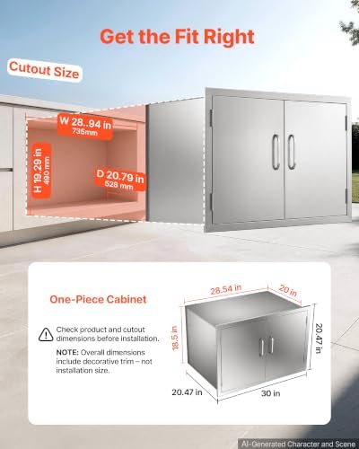 VEVOR Outdoor Kitchen Drawers, 30"W x 20"H x 20"D, Cabinet/Trash/Door/Combo - Image 6