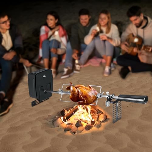Battery-Powered Rotisserie Grill Kit 360 Rotating Grill BBQ Rotisserie Home Adjustable Stainless Steel Rotisserie Electric Grill for Most Gas Grills, Includes Spit & Motor - Image 2