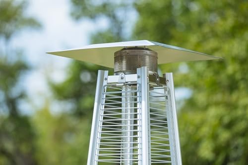 91" Tall Glass Tube Outdoor Patio Heater, 49000BTU, Stainless Steel, Wheels Included, Regulator and Hose Included - Image 4