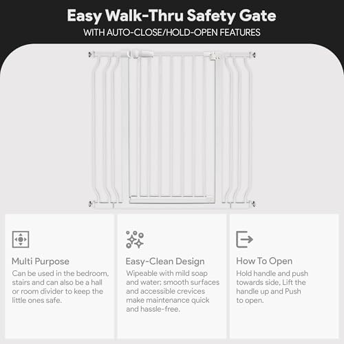 BalanceFrom 29.1-43.3" Easy Walk-Thru Baby and Pet Safety Gate with Hold-Open and Auto-Close – Adjustable Steel Barrier for Stairs, Doorways, and Hallways, No Drilling Installation - Image 3
