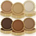 96 Pcs Brown Paper Plates 9 Inch Gradient Brown Scalloped Paper Disposable Dinner Dessert Plates for Birthday Wedding Bridal Party Supplies, 6 Colors by Tiangrid