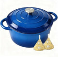 5 Qt Enameled Cast Iron Dutch Oven with Lid, Navy Blue by JINCHUFURI