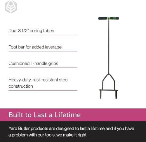 Yard Butler Manual Lawn Coring Aerator, ID-6C - Lawn Care Tool for Aerating - Long-Handled - Power-Coated Steel Construction - Comfortable Cushioned Handles Garden Tool - Easy to Use - Image 4