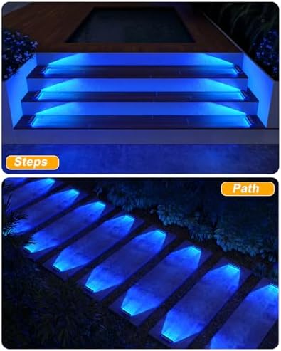 DetarZinLED Blue Solar Step Lights for Outside IP68 Waterproof Led 6 Pack - Image 4