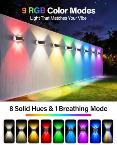 Solar Fence Lights Outdoor, 2 Pack Fence Solar Lights Waterproof - Image 5