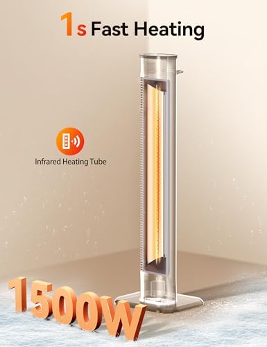 VAGKRI 42" 1500W Electric Outdoor Infrared Heater with Remote, 9 Heat Levels, 24H Timer, 1S Fast Heating, IPX5 Waterproof Tower Space Heater for Home, Office, Patio, Garage - Image 6
