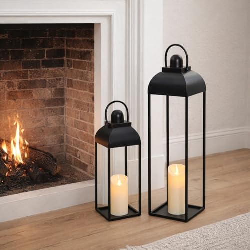 25'' 19'' Lanterns Decorative Outdoor Indoor, Black Metal Outdoor Lanterns - Image 5