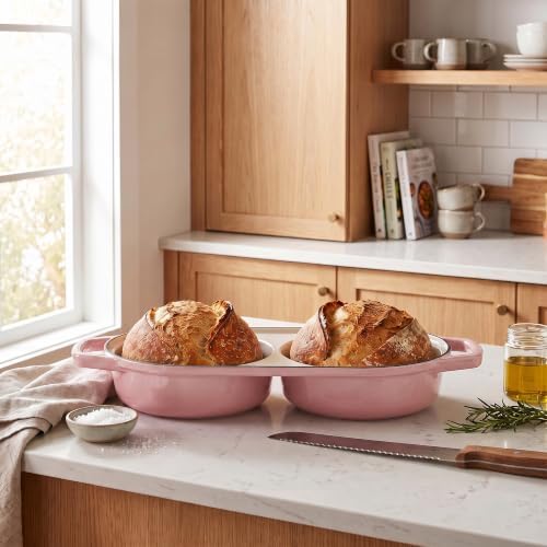 EDGING CASTING Enameled Cast Iron Double Bread Dutch Oven, Pink - Image 7
