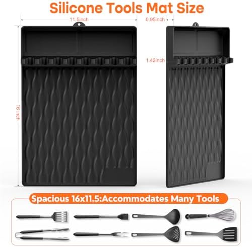Blackstone Griddle Silicone Grill Mat, Food-Grade Heat-Resistant Drip Pad & Spatula Mat for Blackstone/Weber/Traeger/Pit Boss Grills, Kitchen Counter Protector, BBQ Accessories Gift - Image 2
