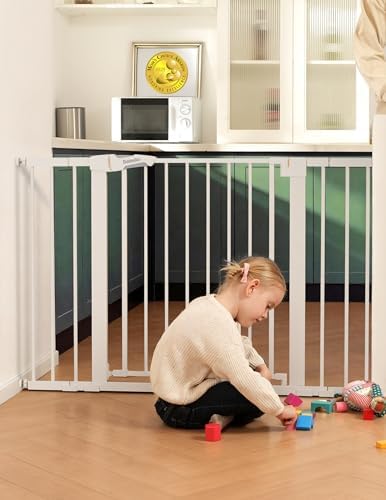 Babelio 29-43" Baby Gate for Stairs, PressGuard P7 Pet Gate, White by BABELIO