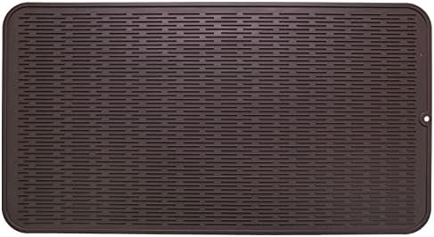 MicoYang Silicone Dish Drying Mat for Multiple Usage,Easy clean,Eco-friendly,Heat-resistant Silicone Mat for Kitchen Counter or Sink,Refrigerator or Drawer Liner Coffee 4XL 32 inches x 18 inches by MicoYang
