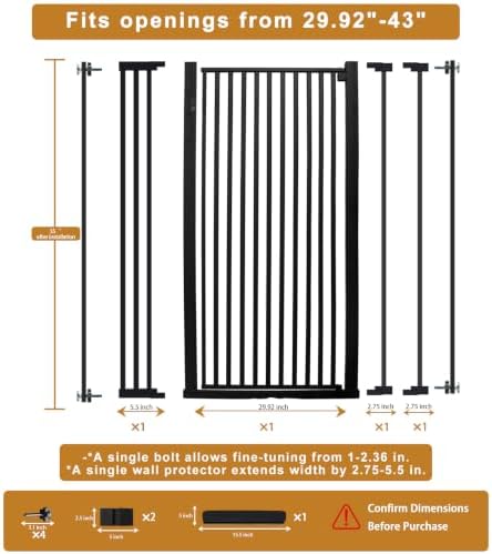 YZHDUXIU 55" Extra Tall Cat Gate, 29.92"-43" Extra Wide Adjustable Gate - Image 2