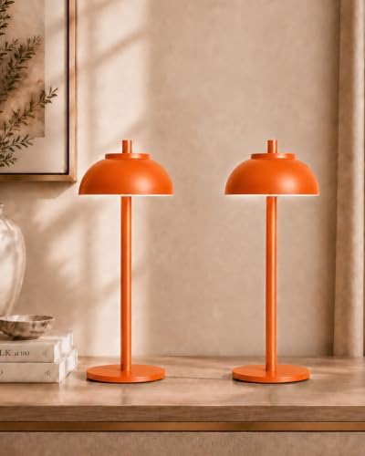Orange Cordless Table Lamps, Rechargeable LED Touch Lamp, 2 Pack - Image 6