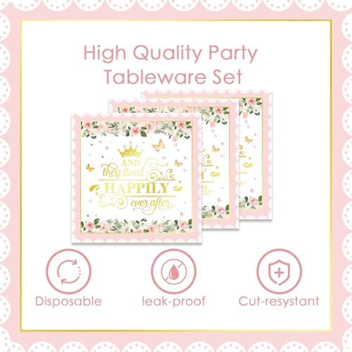 40pcs Princess Castle Party Supplies,Pink Castle Party Decoration Supplies,Used for Princess Party Decoration,Include 20 dinner plates, 20 Napkin (pale pink) - Image 4