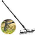 Rake, 17 Tines with 49 Inch Handle, 17 Inch Wide Heavy Duty Garden Thatch Leaf Rake for Raking Leaf Loosening Soil Gathering Mulch Leveling Rocks, Rustproof Metal Bow Rakes for Leaves Grass by Lilyvane