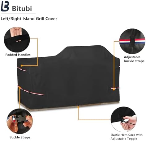 Bitubi 86 Inch Island Grill Cover - Resistant Cover for Island with Left/Right Grill Head,600D Heavy Duty Waterproof All Weather Protection Outdoor Cover,Black - Image 4