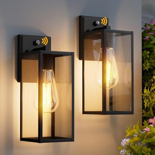 15'' Black Dusk to Dawn Outdoor Front Porch Lights for Outside, Large Exterior Lighting Fixtures Wall Mount for House, Wall Sconce Lamp, Waterproof Lantern Coach Lights for Garage, Entryway,Yard by Unknown