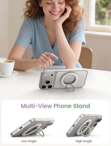 Lamicall Magnetic Phone Ring Grip Holder for MagSafe, 360° Rotating with Smooth Damping, Crystal White Finger Grip Kickstand, Strong Magnet Mag Safe Accessories for iPhone 17 Pro Max Air, All Phones - Image 5