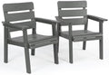 HIPS Patio Dining Chair, Outdoor Chair with Curved Backrest, Gray by Kibaso