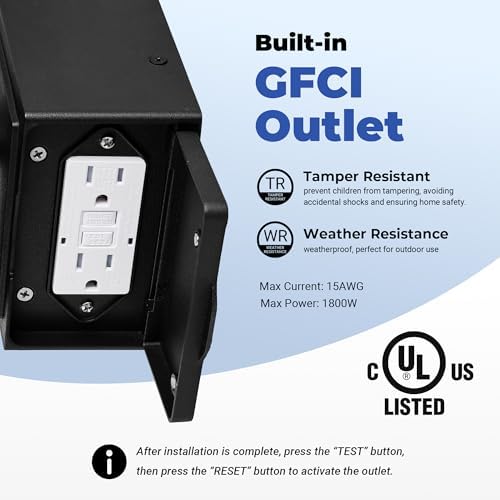 Motion Sensor Outdoor Lights with GFCI, Modern Black Dusk to Dawn Outdoor Lighting, Upgraded Motion Sensor Outside Lighting for House Patio Garage, Adjustable Sensitivity and Time, Hardwired - Image 2