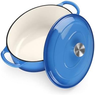 TeamFar Oval Dutch Oven, 5qt Enameled Cast Iron Dutch Oven Pot with Lid by TeamFar