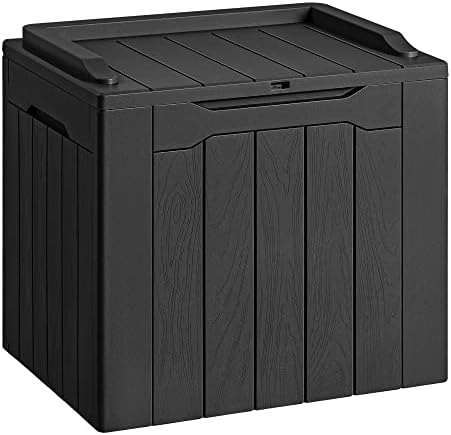 Devoko 30 Gallon Resin Deck Box Waterproof Outdoor Storage Box for Patio Furniture Pool Accessories Indoor Storage for Cushion Garden Tools (30 Gallon, Black) by DEVOKO