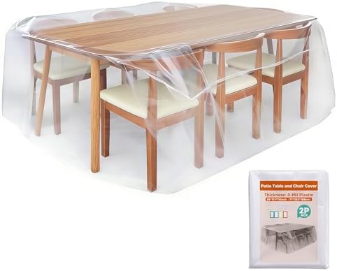 4 Mil Plastic Outdoor Patio Table Cover, Waterproof 111x74x28 Inch, 2 PCS by Naiveroo