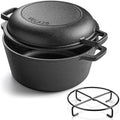 Velaze Cast Iron Dutch Oven with Skillet Lid, 2-in-1 Pre-Seasoned, 5QT by Velaze