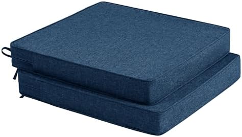 Outdoor Chair Cushions, Set of 2, 19 x 19 Inch, Navy Blue by Unknown