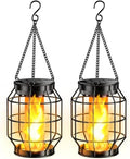 KOOPER Solar Lanterns Outdoor Waterproof, Upgraded Flickering Flame Hanging Solar Lights Outdoor Decorative, Metal Outdoor Hanging Lantern for Yard Patio Porch Garden Decor, Gift for Women Mom 2 Pack by KOOPER