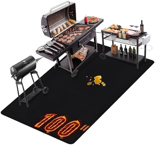 Thmins 100x51 Inches Extra Large Under Grill Mat for Outdoor Grill by THMINS