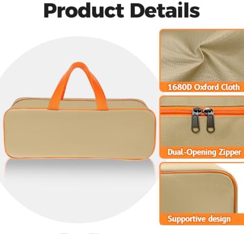 Grill Utensil Storage Bag for Outdoor Grilling, 24 x 8 x 8 in, Khaki - Image 3
