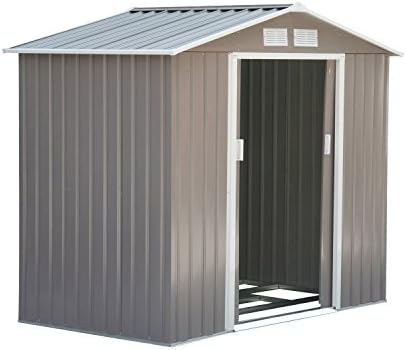 Outsunny 7' x 4' Outdoor Storage Shed Garden Tool Metal Shed Gray by Outsunny