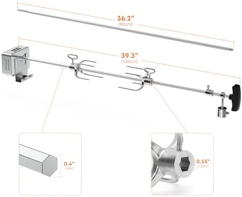 Hygrill Rotisserie Kit for All Hygrill 32 Inch Built-in Gas, Charcoal Grill - Image 2