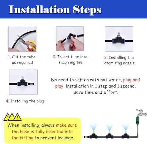 Adjustable Cooling Misting System for Patios & Gardens | Leakproof Connectors, Custom Length Irrigation Kit (65m/213ft) - Ideal for Streets & Courtyards - Image 5