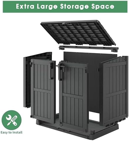 Outdoor Horizontal Resin Storage Shed,Portable Outdoor Storage Cabinet 36 Cu Ft with Lockable Doors -Waterproof Storage Box for Backyards,Easy to Assemble Black - Image 3