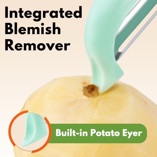 Rainspire Vegetable Peeler Potato Peelers for Kitchen, Sharp Stainless Steel Blades Veggie, Comfortable Handle Fruit Peeler, Carrot Peeler Apple Peeler Dishwasher Safe, Mint Green, 1-Pack - Image 5