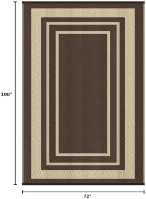 GENIMO Outdoor Rug, Waterproof Plastic Rugs for Patio, 6'x9' Mocha Beige - Image 2